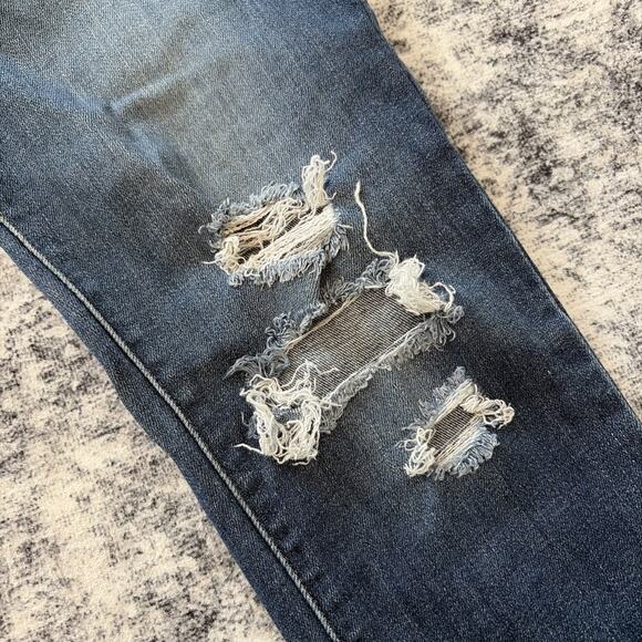 Levis 721 High Rise Skinny Jeans Womens 28 Blue Distressed Ankle Denim Stretch - Picture 3 of 12